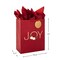 13" Large Christmas Gift Bag Assortment with Tissue Paper (3 Bags: "Merry Christmas" Wreath, Gold Joy, Snowy Red Barn) Red, White, Gold Foil